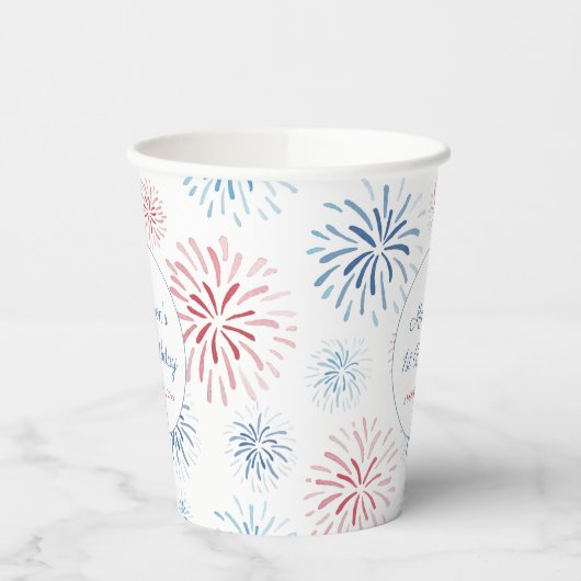 Patriottische vuurwerker zomer 1e verjaardag papieren bekers (Links)