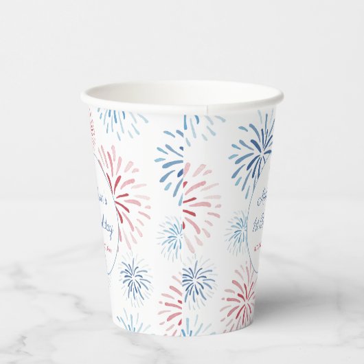 Patriottische vuurwerker zomer 1e verjaardag papieren bekers (Rechts)
