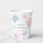 Patriottische vuurwerker zomer 1e verjaardag papieren bekers (Voorkant)