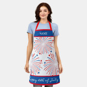 Patriottische vuurwerkpartij op 4 juli BBQ schort (Gedragen)