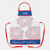 Patriottische vuurwerkpartij op 4 juli BBQ schort (Voorkant)