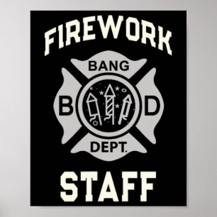 Patriottische vuurwerkstaf 4 juli bemanningsveilig poster