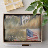Patriottische Wagon Met Bloemen en Vlag Decoupage Tissuepapier (Geschenk)