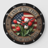 Patriottische wandklok met tulpenbloemen (Voorkant)