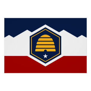 Patriottische wandposter met de vlag van Utah, VS Perfect Poster