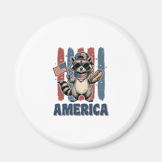 Patriottische Wasbeer Amerika Vintage Shirt Ontwer Magneet (Voorkant)