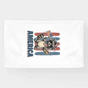 Patriottische Wasbeer Amerika Vintage Shirt Ontwer Spandoek