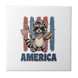 Patriottische Wasbeer Amerika Vintage Shirt Ontwer Tegeltje