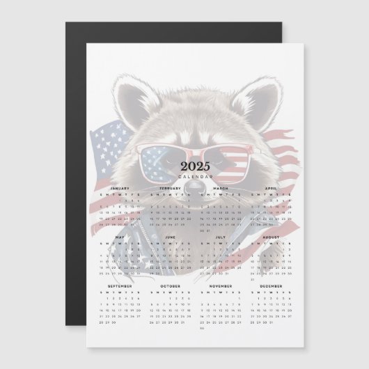 Patriottische wasbeer rood wit blauw magnetische k (Voorkant / Achterkant)