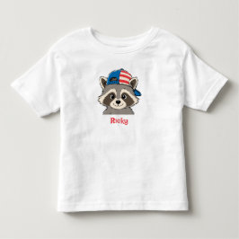Patriottische Wasbeer Rood Wit Blauwe Pet Naam Peu Kinder Shirts