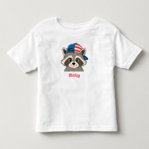 Patriottische Wasbeer Rood Wit Blauwe Pet Naam Peu Kinder Shirts
