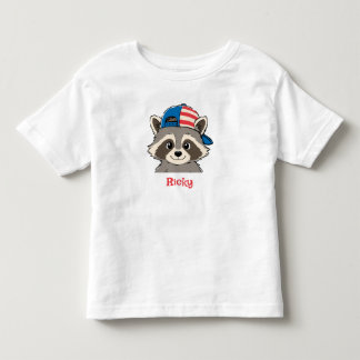 Patriottische Wasbeer Rood Wit Blauwe Pet Naam Peu Kinder Shirts