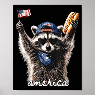 Patriottische wasbeer uit Amerika Poster