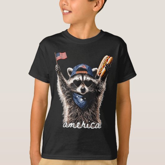 Patriottische wasbeer uit Amerika T-shirt (Voorkant)
