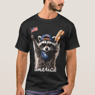 Patriottische wasbeer uit Amerika T-shirt