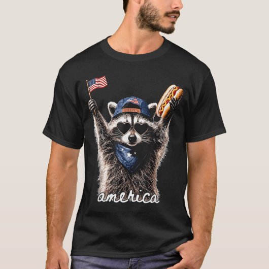 Patriottische wasbeer uit Amerika T-shirt (Voorkant)