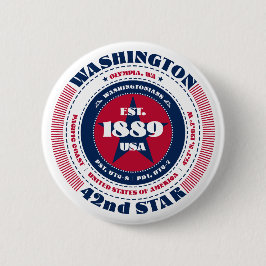 Patriottische Washington Circle met State Details Ronde Button 5,7 Cm