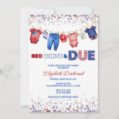 Patriottische waslijn Rood Wit & Due Baby shower Kaart (Voorkant)