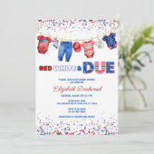 Patriottische waslijn Rood Wit & Due Baby shower Kaart (Staand voorkant)