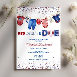 Patriottische waslijn Rood Wit & Due Baby shower Kaart