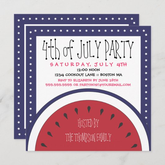 Patriottische watermeloen op 4 juli kaart (Voorkant / Achterkant)
