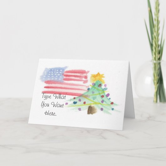 Patriottische Waterverf Kerst Kaart - Ver. 9 (Voorkant)