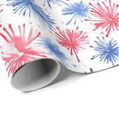Patriottische Waterverf rood en blauw vuurwerk Cadeaupapier (Rol Hoek)