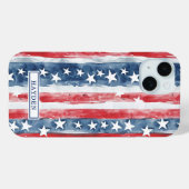 Patriottische Waterverf Stars and Stripes Monogram Case-Mate iPhone Case (Achterkant (horizontaal))