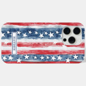 Patriottische Waterverf Stars and Stripes Monogram Case-Mate iPhone Case (Achterkant (horizontaal))