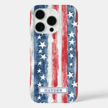 Patriottische Waterverf Stars and Stripes Monogram