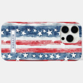 Patriottische Waterverf Stars and Stripes Monogram Case-Mate iPhone Case (Achterkant (horizontaal))