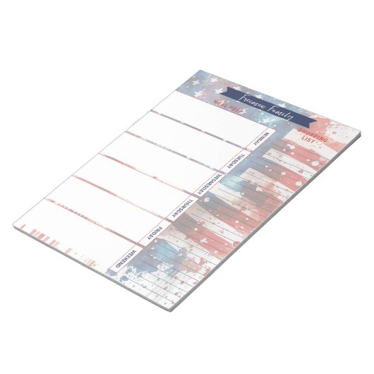 Patriottische Waterverf van de maaltijdplanner en  Notitieblok (Schuin)