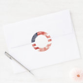 Patriottische Waterverf Vlag 4 juli Ronde Sticker (Envelop)