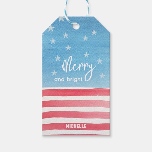 Patriottische Waterverf vlag Cadeaulabel (Voorkant)