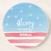 Patriottische Waterverf vlag Zandsteen Onderzetter (Voorkant)