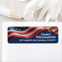 Patriottische Waving Flag Navy Familie Adres Ontwe