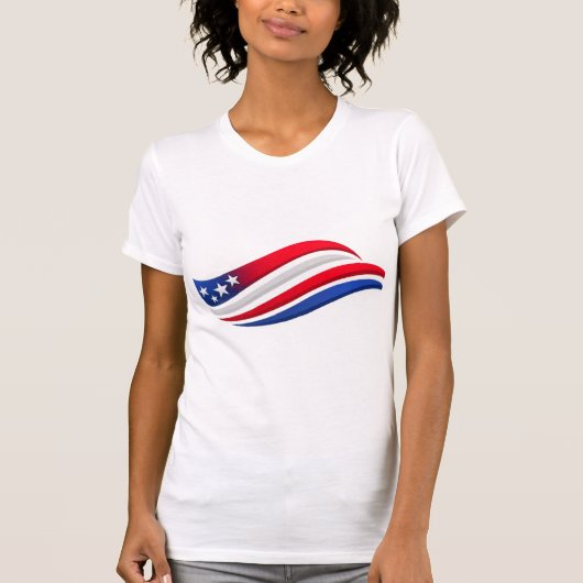 Patriottische Wavy Flag Dames T-Shirt | Modern Ame (Voorkant)