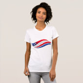Patriottische Wavy Flag Dames T-Shirt | Modern Ame (Voorkant volledig)