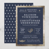 Patriottische weddenschappen en stripes Faux Gold  Aankondiging (Voorkant / Achterkant)