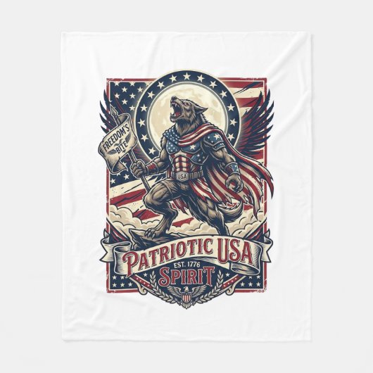 Patriottische Weerwolf Patriottische Horror Monste Fleece Deken (Voorkant)