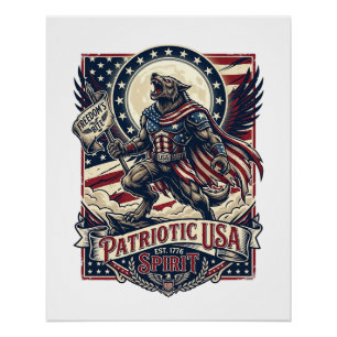 Patriottische Weerwolf Patriottische Horror Monste Perfect Poster