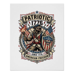 Patriottische Weerwolf Patriottische Horror Monste Perfect Poster