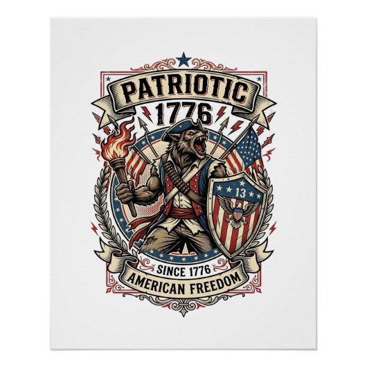 Patriottische Weerwolf Patriottische Horror Monste Perfect Poster (Voorkant)