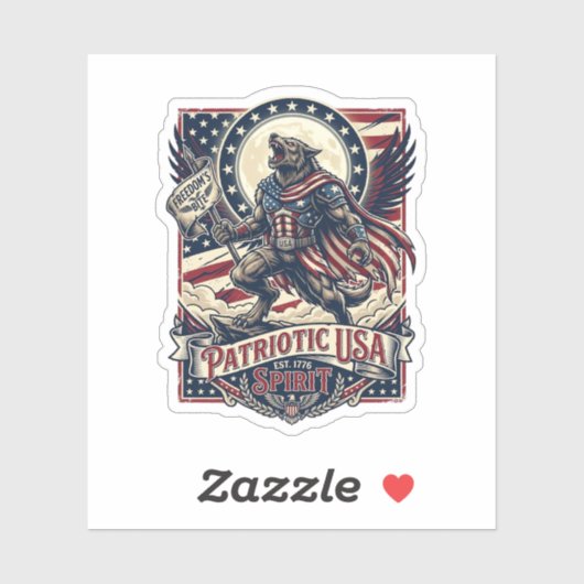 Patriottische Weerwolf Patriottische Horror Monste Sticker (Vel)