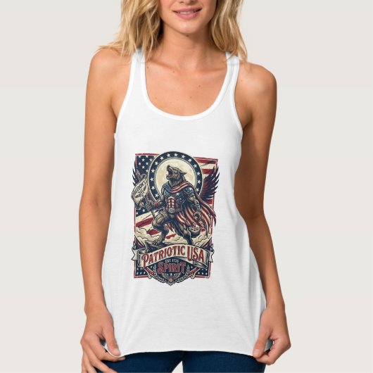 Patriottische Weerwolf Patriottische Horror Monste Tanktop (Voorkant)