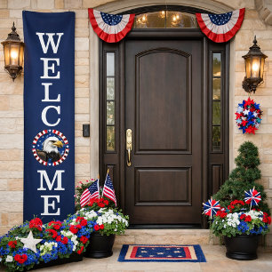 Patriottische welkomstbanner met Amerikaanse zeear Spandoek