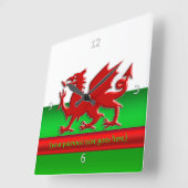 Patriottische Welsh Flag, in reliëf gemaakt, drake Vierkante Klok (Hoek)