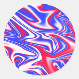 Patriottische werveling: rood wit en blauw marmer, ronde sticker