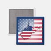 Patriottische West Virginia 2" vierkante magneet (Voorkant / Achterkant)