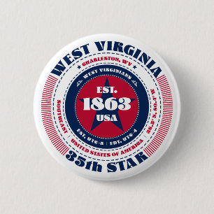 Patriottische West Virginia Circle met State Detai Ronde Button 5,7 Cm